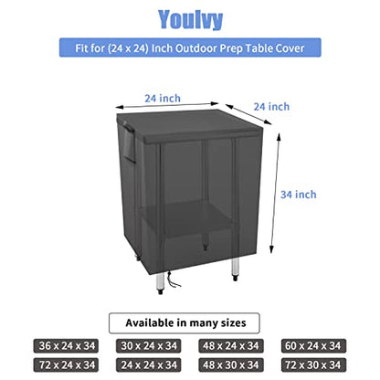 Outdoor Prep Table Cover 24 Inch, Waterproof Patio Stainless Steel Metal BBQ Table Cover All Season Protection for Outdoor Table - 24 x 24 x 35 Inch - size: 24" x 24" x 35"