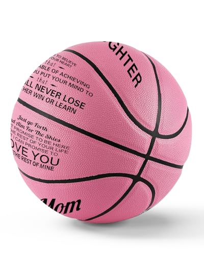 KAAYEE Engraved Basketball for Grandson, Engraved Basketball for Son from Mom Dad, Personalized 29.5" Basketballs Gifts, Custom Christmas Birthday Graduation Back to School Gift for Son from Mom Dad - color: Pink-Mom to Daughter