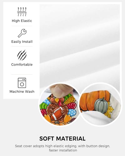Savannan Office Chair Cover, Thanksgiving Fall Pumpkin Turkey Protective Stretch Elastic Universal Cover for Desk Task Chair,Computer Rotating Chair 1 Pcs Autumn Maple Leaf Football
