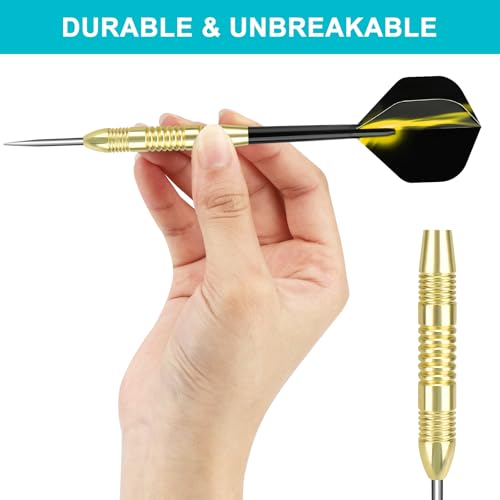 Accmor Darts Metal Tip Set, 12 Pack Steel Tip Darts Darts Set, 24 Grams Professional Metal Darts - color: Gold Fire