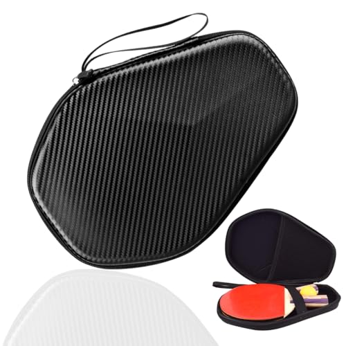 Proberos® Table Tennis Paddle Case, Ping Pong Racket Storage Case, Waterproof Thicken EVA Hard Shell Carbon Fiber Pattern Protective Storage Bag, Built in Mesh Ping Pong Ball Pocket