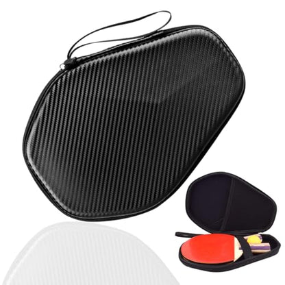 Proberos® Table Tennis Paddle Case, Ping Pong Racket Storage Case, Waterproof Thicken EVA Hard Shell Carbon Fiber Pattern Protective Storage Bag, Built in Mesh Ping Pong Ball Pocket