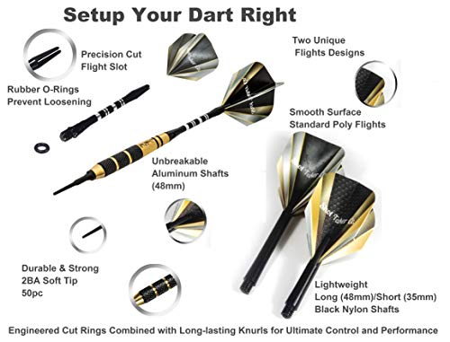 Soft Tip Darts Set - Professional Darts with Customizable Configuration, Aluminum & Plastic Shafts, O-Rings, Flights, Dart Tool, 50PC Extra 2BA Tips - color: 17g-Signature-STC10414
