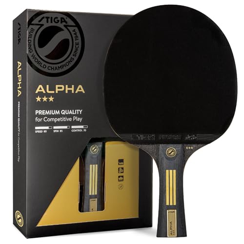 STIGA Bullet Ping Pong Paddle – 5-ply Extra Light Blade – 2mm Premium Sponge – Flared Handle for Masterful Grip – Performance Table Tennis Racket for Competitive Play - style: Alpha