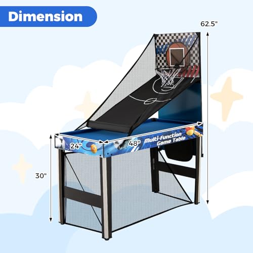 GYMAX Multi Game Table, 10 in 1 Combo Game Table Includes Table Tennis, Basketball, Soccer, Hockey, Archery, Shooting, Darts & Pinball for Home, Game Room, Friends & Family with Complete Accessories