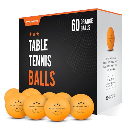 PRO-SPIN Ping Pong Balls - 3-Star Premium Orange Table Tennis Balls | High-Performance 40+ ABS Professional Quality | Ultimate Durability for Indoor & Outdoor Ping Pong Tables - color: Pack of 60