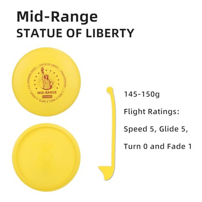 Disc Golf Starter Discs Set | U.S. Landmark Series | 150 Class, 145-150g | PDGA Approved | Include 2*Driver 2*Mid-Range 2*Putter 1*Mini Marker