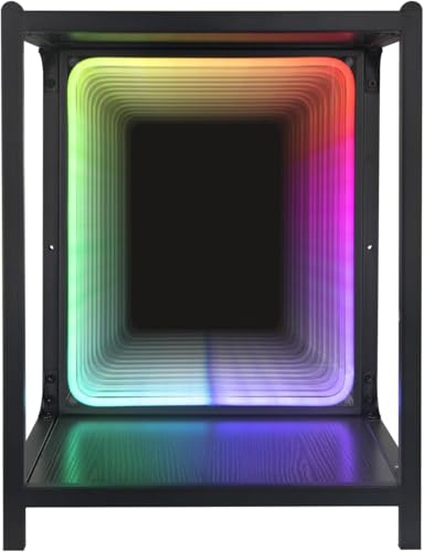 FUSLITE Storage Cabinet with LED Infinity Mirror Light, RGBW Display Cabinet with Adjustable Color Temp for Bedroom Gaming Room Decor (One Cabinet) - style: 1 Cabinet