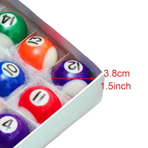 kowaku 16x Mini Billiard Pool Balls Set,Resin Balls Small Pool Ball Set Pool Table Accessories for Recreation Game Home Game Rooms - size: 3.8cm Ball
