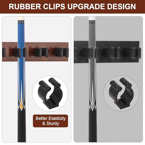 Pool Stick Holder - 7 Pool Cue Rack Wall Mount With Cue Rest and Ball holder, Wooden Pool Table Accessories Equipment Organizer, Billiard Cue Racks for Game Room Men Cave- Brown - color: Brown