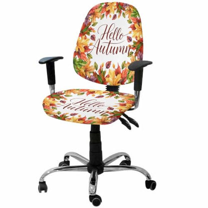 Savannan Office Chair Cover, Colorful Maple Leaf Hello Autumn Protective Stretch Elastic Universal Cover for Desk Task Chair,Computer Rotating Chair 1 Pcs Watercolor Plant
