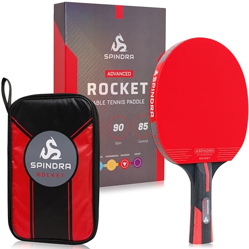 Rocket Performance Level Ping Pong Paddle, Intermediate/Advanced Table Tennis Paddle with 2MM Offensive Rubber, 2MM Afterburner Sponge, Included Protective Case to Accelerate Your Game