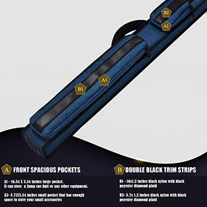 Champion 2X2,2X3,3X4 Nylon/Leatherette Billiard Pool Cue Stick Hard Case - color: Blue, size: 2X2 pool case