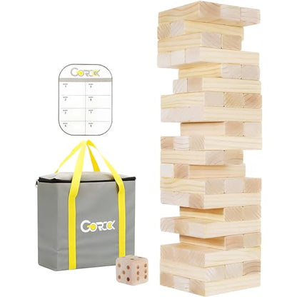 GOROCK Jumbo Tumble Tower,60pcs Large Classic Giant Indoor Outdoor Game for Kids and Family,Stack Over 5Ft Wooden Blocks Party Game at Backyard Lawn with Friends On Holiday - size: XL-Over 5 FT