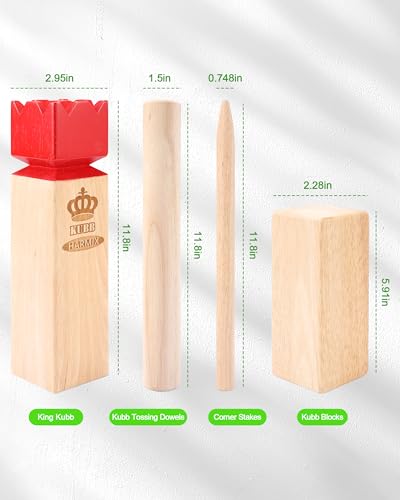 Kubb Yard Game Set Viking Chess Garden Rubber Wood Outdoor Tossing Game with Canvas Carry Bag Viking Chess Set for Kids Adults