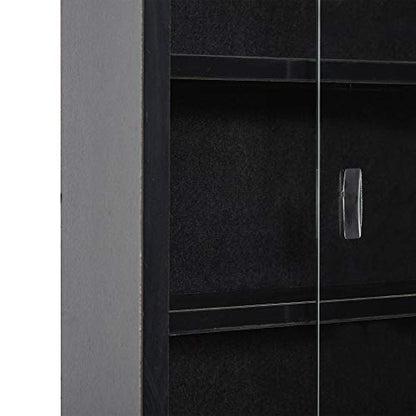 HOMCOM 5-Tier Display Cabinet, Glass Door Cabinet with Adjustable Shelves, Wall-Mounted Display Case for Playroom, Bedroom, Black - color: Black