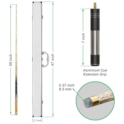 HomeSeason 57inch Snooker Cue Stick 18oz 3/4 Jointed Pool Cue, with Extension, Cue Case, Durable Ash Wood and Red Maple Construction Billiards Cue - color: HSS06