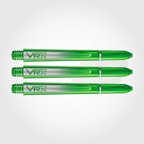 Red Dragon Darts Flight & Shaft Combo Green - 4 Sets of Standard Flights and 4 Sets of Medium VRX Shafts Per Pack