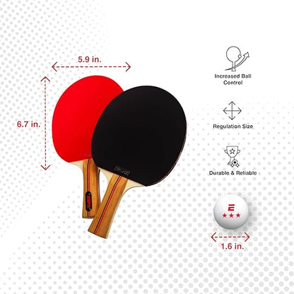 ESPN Ping Pong Set, Table Tennis Ideal for Family Games and Game Night - color: 4 Paddles + Balls