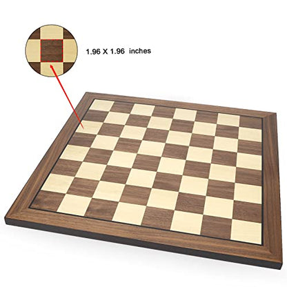 AMEROUS 17 Inches Wooden Chess Board Only, Professional Tournament Chess Board Large with Gift Package - Chess Rules, Beginner Chess Board Game for Adults