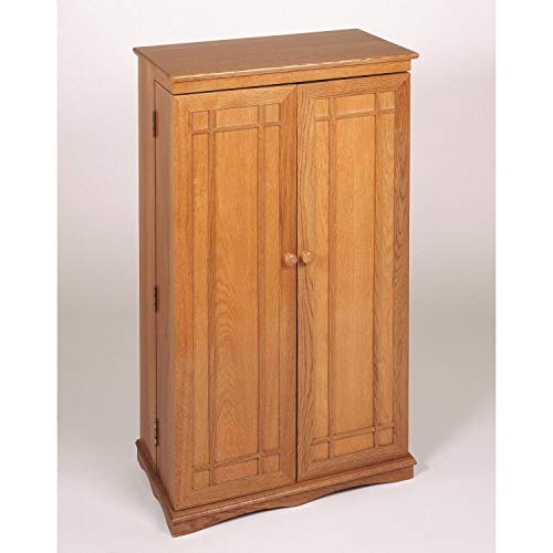 Leslie Dame Solid Oak Multimedia Storage Cabinet with Classic Mission Style Doors, Dark Oak - color: Dark Oak