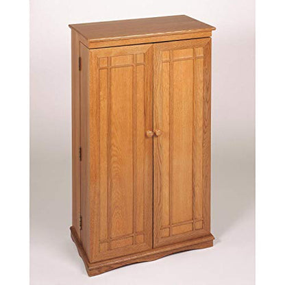Leslie Dame Solid Oak Multimedia Storage Cabinet with Classic Mission Style Doors, Dark Oak - color: Dark Oak