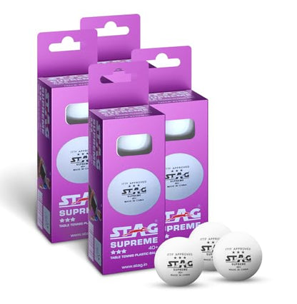 STAG Global High Performance 3 Star Supreme Table Tennis (T.T) Balls Advanced 40+Mm Ping Pong for Training, Tournaments, and Recreational Play (Pack of 12)