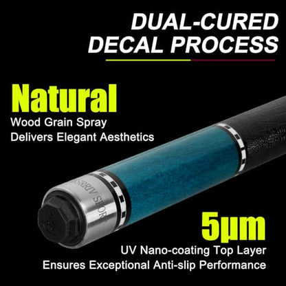 Carbon Fiber Pool Cue Stick 20-21 oz, Professional 13mm Rainbow Tip, 3/8 * 8 Joint, Includes Cue Case, Joint Protectors, Cue Chalks and Gloves - color: CQ-BLUE-20