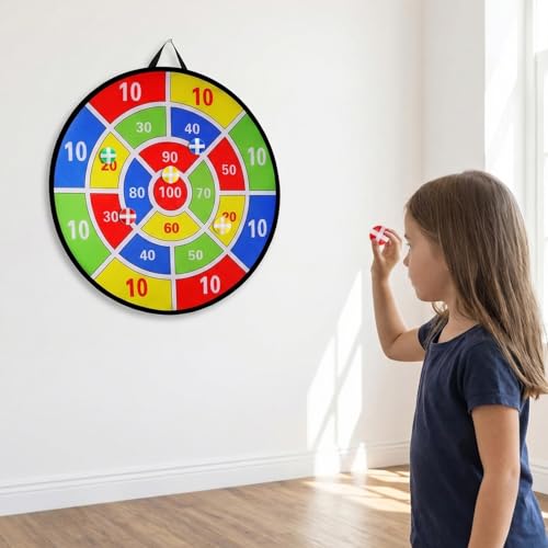 29" Large Dart Board Game Set for Kids, Kids Double-Sided Dart Board Toys with Sticky Balls and Darts, Party Favor Supplies, Indoor Outdoor Sport Fun Party Game Toys for Kids Boys Girls Ages 3-12