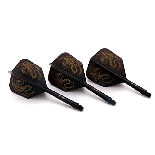 CUESOUL 3 Sets Integrated Dart Shaft and Flights,Dart Shaft Length 21mm/28mm/33mm - color: Shaft Length 21mm+28mm+33mm-Big Wing Shape-Black Dragon