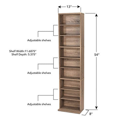 Atlantic Herrin Adjustable Media Cabinet 261 Weathered Oak PN74736269 - color: Weathered Oak