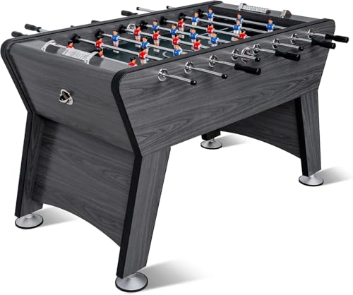 RAYKEEP Foosball Table, 54"/58" Competition Sized Soccer Table Game, Heavy Duty Arcade Game Table with 2 Balls for Adult, Kids, Home, Indoor Game Room Sport - color: WoodGrain
