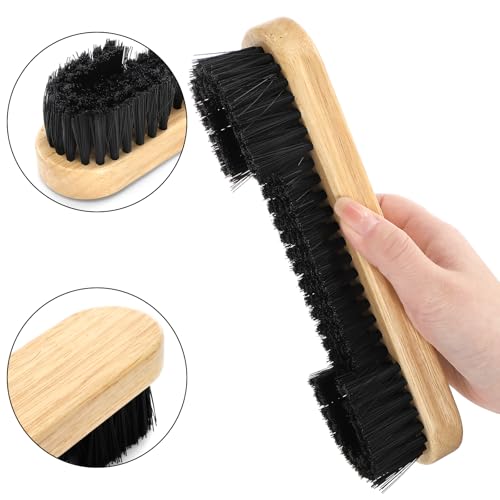 Covzoe 6 Piece Pool Table and Rail Brush Set, Billiard Felt Cleaner Kit with 2 Wooden Brushes, Cue Cleaning Cloth, Sticky Lint Roller and 2 Ferrule Polish Cloth for Cue Table Accessories