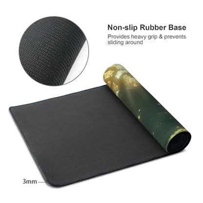 Large Extended Gaming Mouse Pad with Stitched Edges, (35.4X15.7In) Durable Non-Slip Natural Rubber Base, Waterproof Computer Keyboard Pad Mat for Esports Pros/Gamer/Desktop/Office/Home (A) - color: A