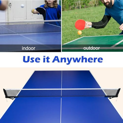 Sanung S207 Table Tennis Net and Post Set, Collapsible Ping Pong Mesh Net Clip with high Strength Grip Holder Adjustable Screw Clamp Post Kit for Professional Training Competition Game Playing