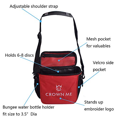 CROWN ME Disc Golf Starter Set,Disc Golf Set with 6 Discs, 1 Marker,1 Towel and Starter Disc Golf Bag Fairway Driver - color: Red
