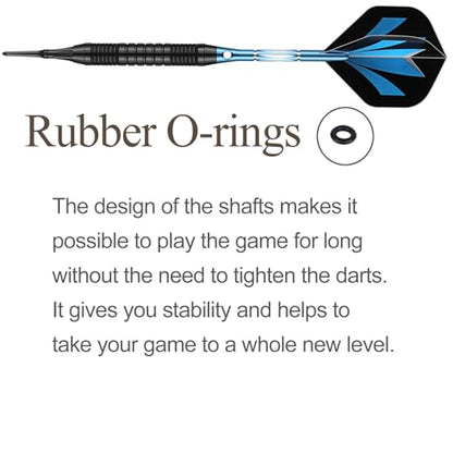 Darts Plastic Tip Set - 18g 21g Colorful Rainbow Soft Tip Darts 50 Anti-Loose O-Rings 6 Shaft (Aluminum/Nylon 45mm) 6 Durable Flights Extra 50 Soft Tips Electronic Dartboard - color: Blue-DART-D