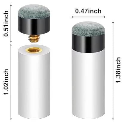 10 Sets Billiard Cues Tips Replacement Kit, White Pool Cue Stick Ferrules & Blue Screw On Pool Cue Tips in 0.47inch, Billiards Club Repair & Maintenance Accessories