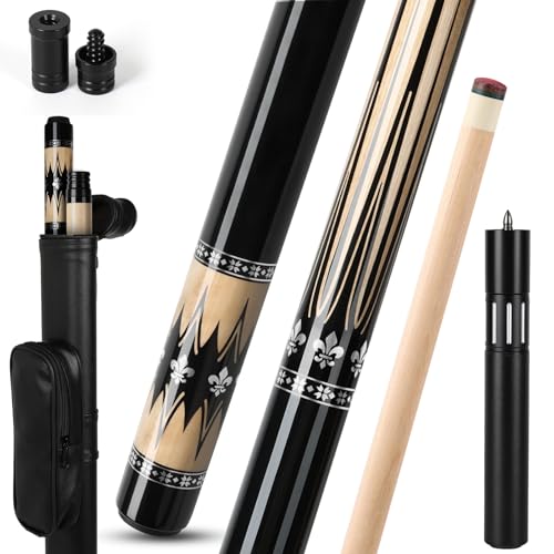 Pool Cues Stick,3 in 1 Adjustable Maple Pool Cue Stick Sets Cue Sticks 58 inch Pool Cues Adult Canadian Maple Wood Billiard Stick with Carry Case Joint Protective Cover - color: 20oz+Extension Rod