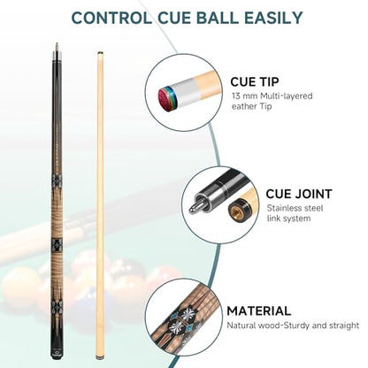 HomeSeason Pool Cue Stick 58" Billiard Cue Sticks Professional Low Deflection Pool Sticks - color: 19oz with bag