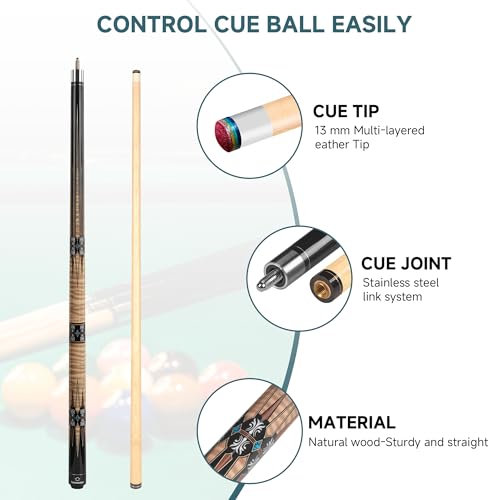 HomeSeason Pool Cue Stick 58" Billiard Cue Sticks Professional Low Deflection Pool Sticks - color: 19oz