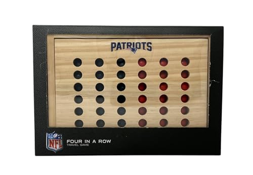 Rico Industries NFL Mini Travel Team 4 in A Row Mini Game- Wooden, Team Colors, 5.5" x 8" (New England Patriots) - style: New England Patriots