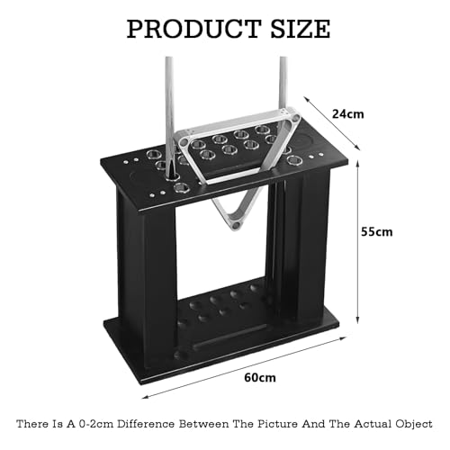 Portable Billiard Cue Holder,Freestanding Pool Cue Display Rack,can Hold Billiard Balls and a Tripod,for Game Room Club(White) - color: White