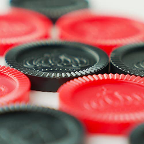 Cannon Sports Checkers Replacement Pieces - 24 Pack Checkers Pieces (12 Black, 12 Red) - Plastic Stackable Checkers for Board Games