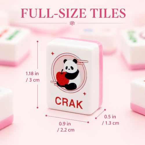 KOLIN American Mahjong Tile Set, 160 Engraved Melamine Mah Jongg Tiles, Pink Back 1.2 Inch Numbered Tiles with Carrying Case, Shuffler, Bag, Dice, Bettor & Chips, No Racks Included
