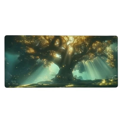 Large Extended Gaming Mouse Pad with Stitched Edges, (35.4X15.7In) Durable Non-Slip Natural Rubber Base, Waterproof Computer Keyboard Pad Mat for Esports Pros/Gamer/Desktop/Office/Home (A) - color: A