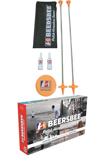 Beersbee® Polish Horseshoes Flying Disc Target Bottle Drop Adult Lawn Game- Camping, Backyard, Beach, Tailgating, Frat Party Games, Bottle Battle Bash