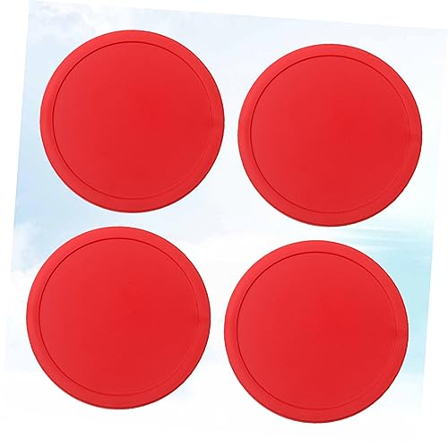 75mm Air Hockey Pucks Set of 4 Red Table Hockey Paddles Sturdy Replacement Accessories for Boys and Girls and Adults for Game Tables