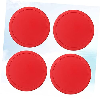 75mm Air Hockey Pucks Set of 4 Red Table Hockey Paddles Sturdy Replacement Accessories for Boys and Girls and Adults for Game Tables