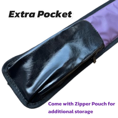 Pool Cue Case,1/2 Billiard Cue Bag,1X1 PU Billiard Stick Bag, 2-Piece Cue Pool Stick Carrying Case - color: Purple